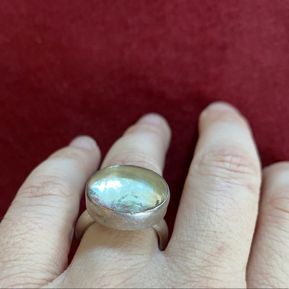 Vintage Sterling Silver Ring Quartz Cabochon Ring Salat < like a > Mood Ring - Picture 9 of 9